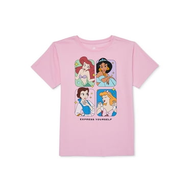 Disney Princesses Express Yourself Girls Short Sleeve Graphic T-Shirt, Sizes 4-16