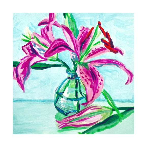 Trademark Fine Art Key and Sea Pink Lilies Canvas Wall Art