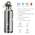 thumbnail image 5 of 25 Oz Stainless Steel Vacuum Water Bottle Double Wall Bottle Insulated Thermos Sports hike Travel Leak Proof Bottle BPA free Plastic Lid-Silver, 5 of 7