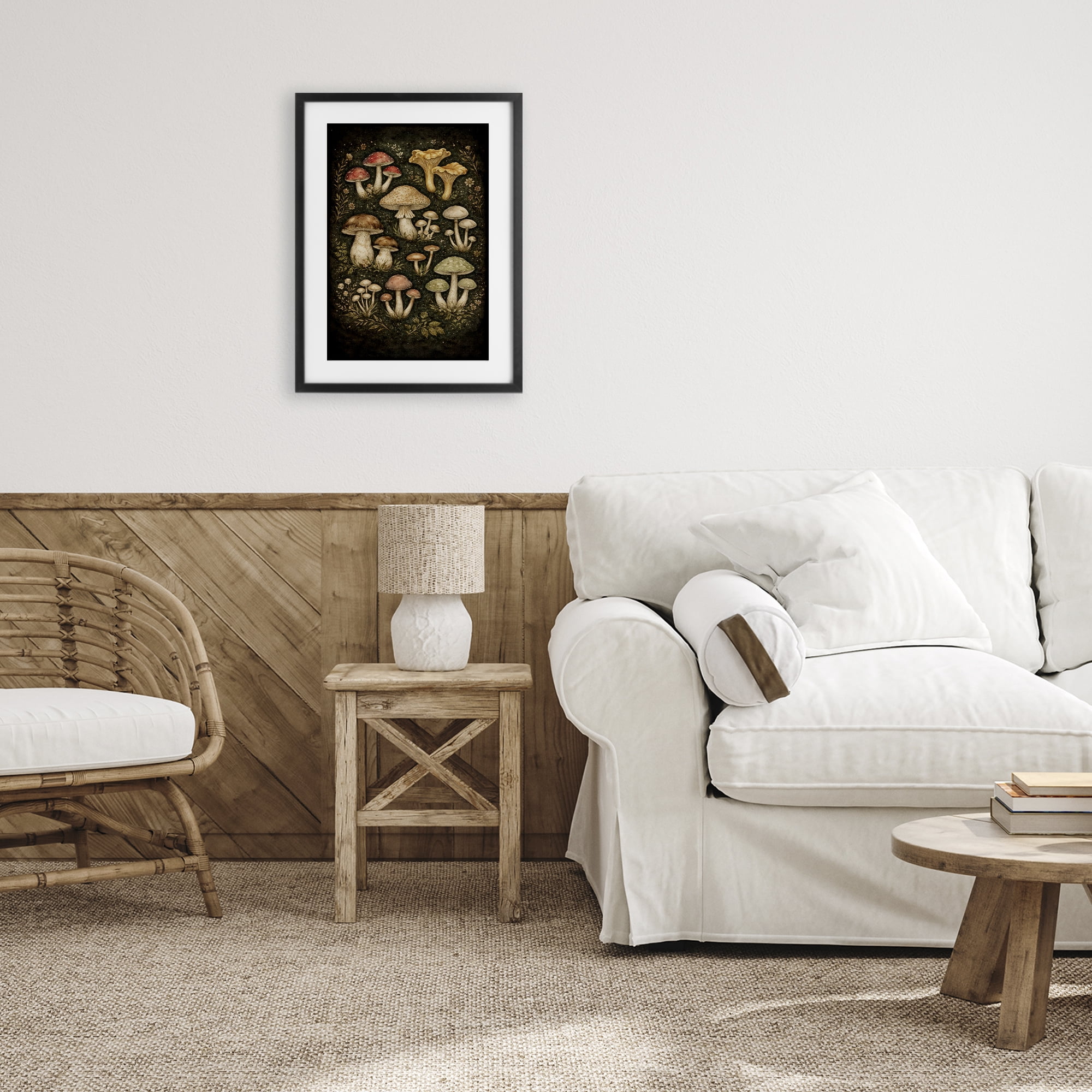 Stupell Industries Organic Sprouting Mushrooms Black Framed Print Under Glass, design by Tom Crehan