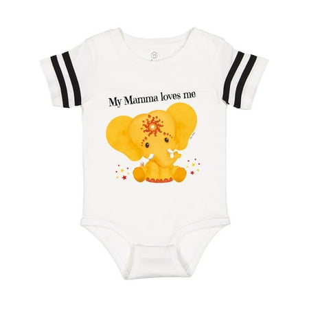 

Inktastic Etana Mamma loves me Yellow Elephant Gift Baby Boy or Baby Girl Bodysuit