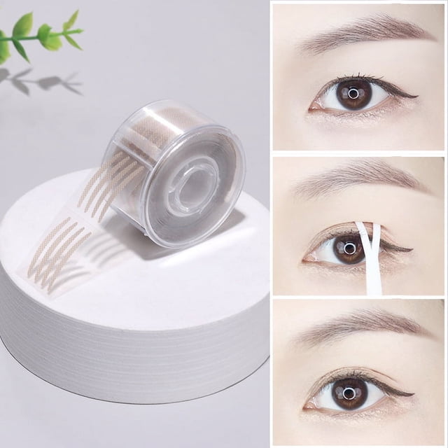 1200 Pieces 2 Rolls Makeup Double Eyelid Tape Breathable Eyelid Stickers Eyelid Strips Invisible Adhesive Eye Stickers Double Eyelid Waterproof Sticker and Fork Rods for Makeup Eye Decoration