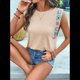 thumbnail image 4 of Sudadera Informal Sin Mangas con Cuello Redondo y Lazo para Mujer, Moda de Verano 2025 Albaricoque L, 4 of 8