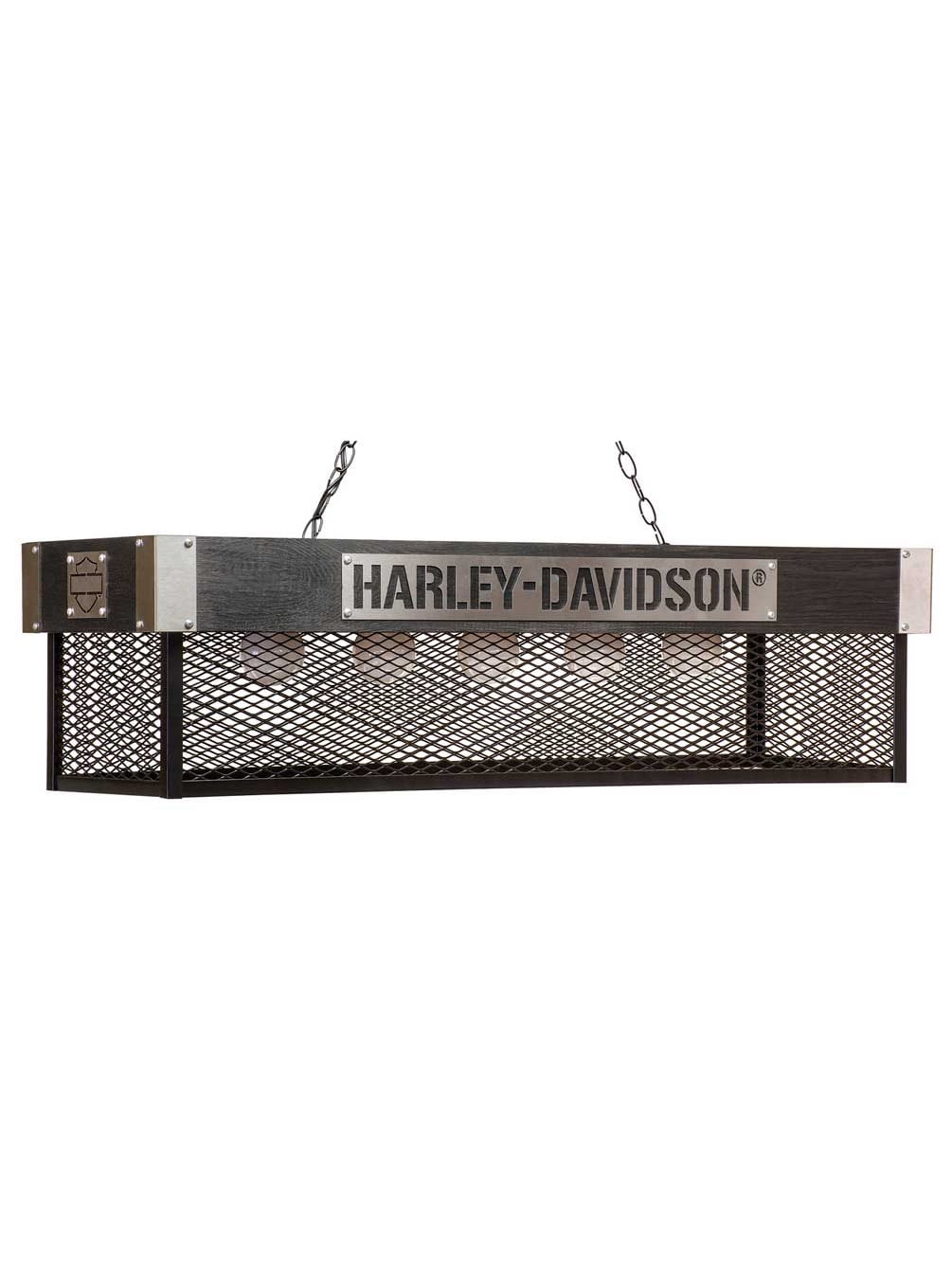 Harley-Davidson Industrial Motorcycle Metal & Wood Billiard Hanging Lamp Black