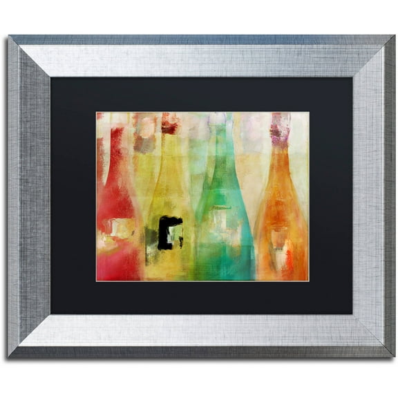 Trademark Fine Art "Bouteilles" Canvas Art by Color Bakery Black Matte, Silver Frame