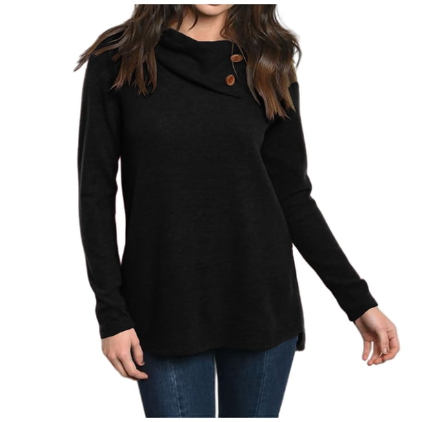 Camiseta informal de manga larga con botones y cuello suelto para mujer Fridja bvmnju2791