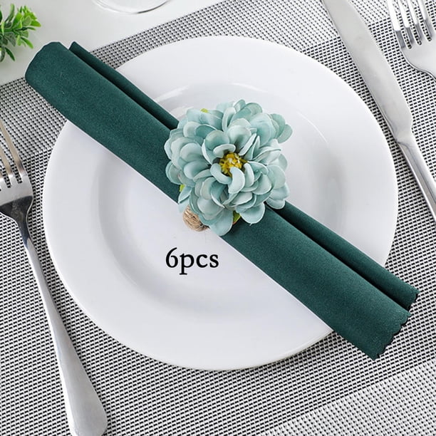 6 Servilleteros en apariencia de Flor, Manualidades para El Valentín, Vacaciones, Navidad, Acción de Gracias, Decoración de de Hotel Azul perfecl Servilletero de cono de pino