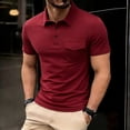 thumbnail image 2 of FRSASU Men's Polo Shirts Short Sleeve Casual Classic Solid Summer Collared Golf Shirts with Pocket Wine, 2 of 9