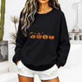 thumbnail image 2 of Women's Hoodless Sweatshirt Halloween Cat Cozy Long Sleeve Crewneck Top for Black S, 2 of 4