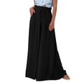 thumbnail image 2 of Women Casual High Waist Wide Leg Pants Summer Long Palazzo Pants Pocket Lounge Vacation Clothes Black Print XL, 2 of 9