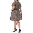 thumbnail image 4 of DARING DIVA Plus Size Boho Floral Notched V Neck Ruffle Sleeve Dress 1X Navy Blue, 4 of 6