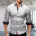 thumbnail image 3 of Camisa de manga larga para hombre, solapa de Color puro, delgada, cómoda, transpirable, agradable para la piel, para trabajo, viaje de negocios, 3 of 5
