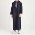thumbnail image 2 of Afdoent Mens Shirts Male Embroidered Hooded Robe With Stripes Long Sleeve For Wear Side Pocket Abaya Relaxed Fit, 2 of 6