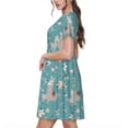 thumbnail image 2 of Disketp Teal Mama Llama para Vestido de Manga Corta para Mujeres, Vestidos de Verano para Mujeres, Casual y Holgado para la Playa, 2 of 6
