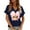 Shirts-432Navy, variant on LEKWK Womens Mardi Gras Shirts Comfy Cotton Blend V Neck Graphic T Shirts Graphic Tees Colorful Feather Masquerade Mask Carnival Wear