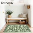 thumbnail image 3 of ODIKA 4'x6' Machine Washable Non-Slip Area Rug, Ivy Lattice Green and Ivory Botanical High Traffic Rug, Green, 62709, 3 of 7
