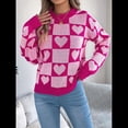 thumbnail image 4 of Suéter de Cuello Alto para Mujer, Larga, Bloque, Corazón, Tejido, Otoño Invierno, Jersey de Punto Acanalado. Rosa L, 4 of 10