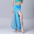 thumbnail image 4 of Sexlip Womens High Slit Maxi Skirt Satin Design Shimmery Fabric Relaxed Silhouette for Dance Performances Blue Free Size, 4 of 5