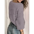 thumbnail image 3 of Womens 2023 Cute Elegant Soft Crewneck Long Sleeve  Cable Knit Pullover Sweaters, 3 of 9