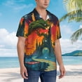 thumbnail image 3 of Pofeuu Abstract Tree Castle Print Hawaiian Shirt for Men Sleeves Casual Button Down Summer Beach Dress Shirts T-Shirts,Large, 3 of 7