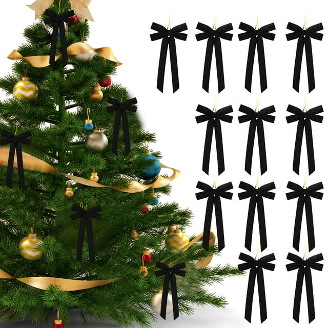 COM1950s Velvet Christmas Bows,Large Holiday Decorations for Christmas Tree and Gift Wrapping,Reusable Fabric Bows for Festive Home Decor and Party Settings