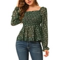 thumbnail image 6 of Allegra K Women's Off Shoulder Long Bell Sleeve Floral Print Smocked Blouse Top, 6 of 7