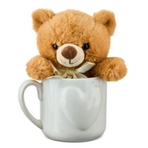Small Bear Plush in Mug Gift Set, Tan, 7.5", Valentine's Day by Way To Celebrate