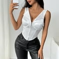 thumbnail image 4 of ZQUUVOU Women's Vintage Floral Strapless Corset Top Lace Ruffle Trim Sleeveless Tops Coquette Peplum Bustier Bandeau Tank White, 4 of 4