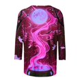 thumbnail image 5 of Jienlioq Hauts Tube pour Femmes Mode Décontractée Halloween Imprimé Col Rond Manches 3/4 T-Shirt en Solde, 5 of 5