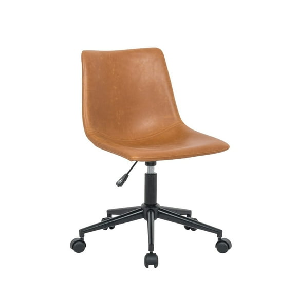 Gault Office Chair with a mid-high back seat and padded PU leather in Tan
