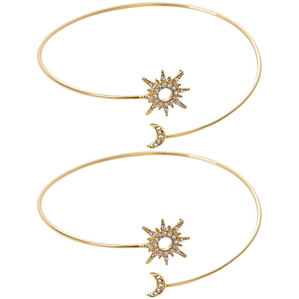 WORGEOUS 2 piezas del brazo superior del brazalete abierta sol y pulsera de envoltura de luna pulsera para mujeres para mujeres