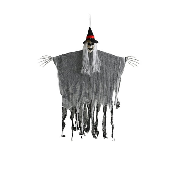 Halloween Decorations Hanging Halloween Skeleton Ghosts Decorations Skull Ghost Decoration with Long Hair Poseable Wire Spooky Hanging Skeleton Prop for Halloween Party Haunted House Red