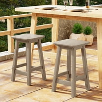 WestinTrends Malibu 24" HDPE Outdoor Patio Counter High Backless Square Bar Stools Set of Two, Weathered Wood