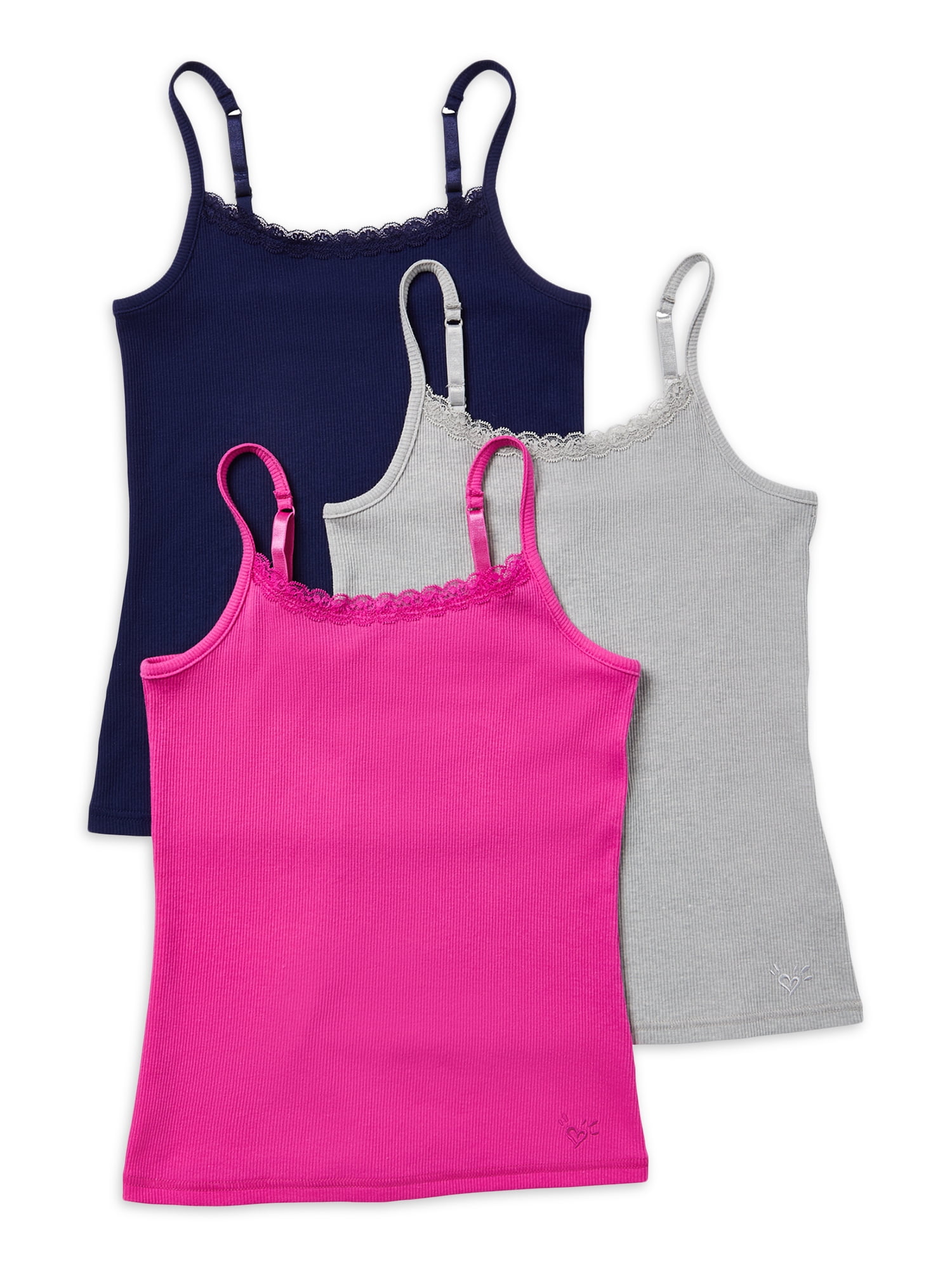 Justice Girls Lace Trim Solid Cami, 3-Pack, Sizes XS(5/6)-XXL(16/18 Plus) -  Walmart.com