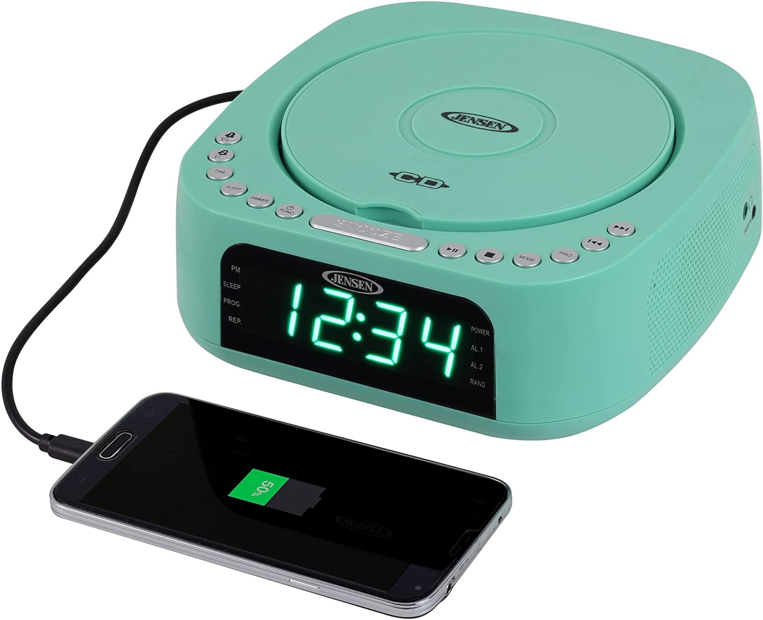 Jensen JCR-360 Digitalradio Mit Stimmungslampe & Naturgeräuschen – Dual-Wecker, FM, USB-Ladung, LED-Display