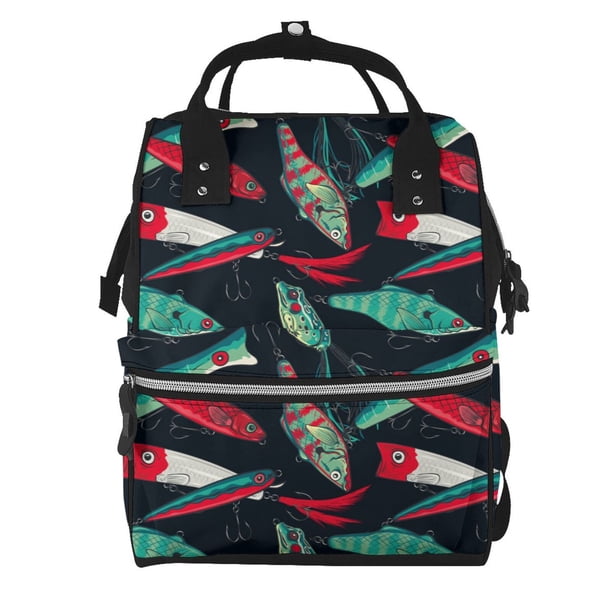Fotbe Fishing Lure Mochila Maternidad - Lona de Sarga Impermeable, Mochila de Pañales de Gran Capacidad con Múltiples Bolsillos y Correas Ajustables