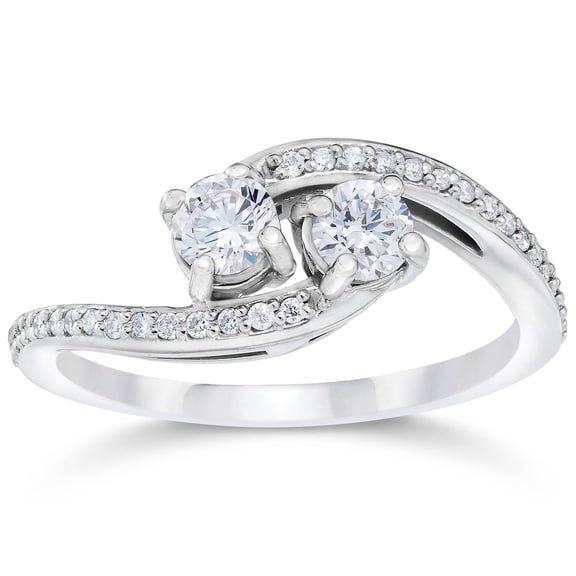 Pompeii 1/2 Carat 2 Stone Forever Us Diamond Engagement Ring White Gold (H/I,I1-I2)