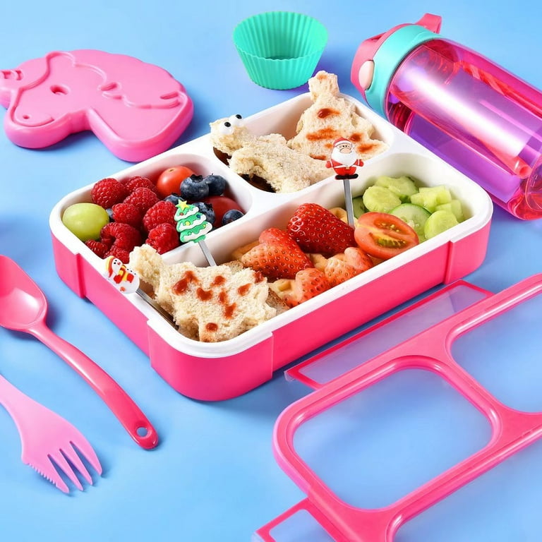 Bento Lunch Box For Kids Adult 4 Compartment Lunch Box Containers Kids  Lunch Box With Fun Accessories Silicone Food Cake Cups