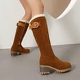 thumbnail image 6 of Khaki Female Cozy Boots With Round Toe And Decorative Buckle Side Zipper For Easy Wear, 6 of 9