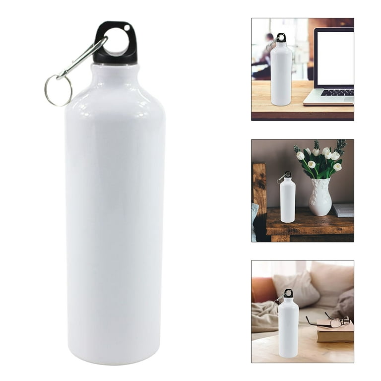 Custom Aluminum Aluminium Water Bottle with Carabiner Blank White Aluminum  Sports Bottle