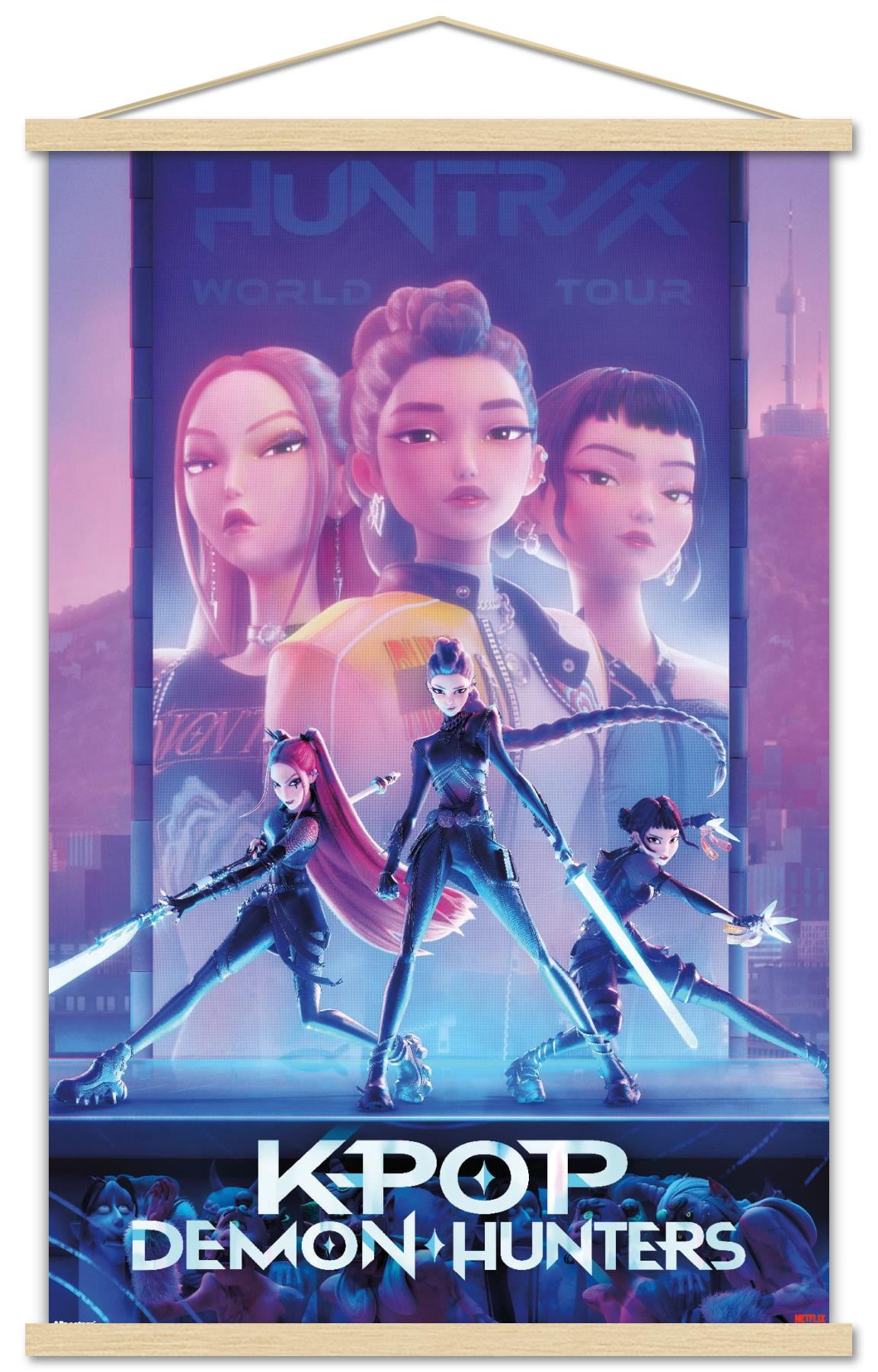 Netflix KPop Demon Hunters (2025) - One Sheet Wall Poster with Magnetic Frame, 22.375" x 34"