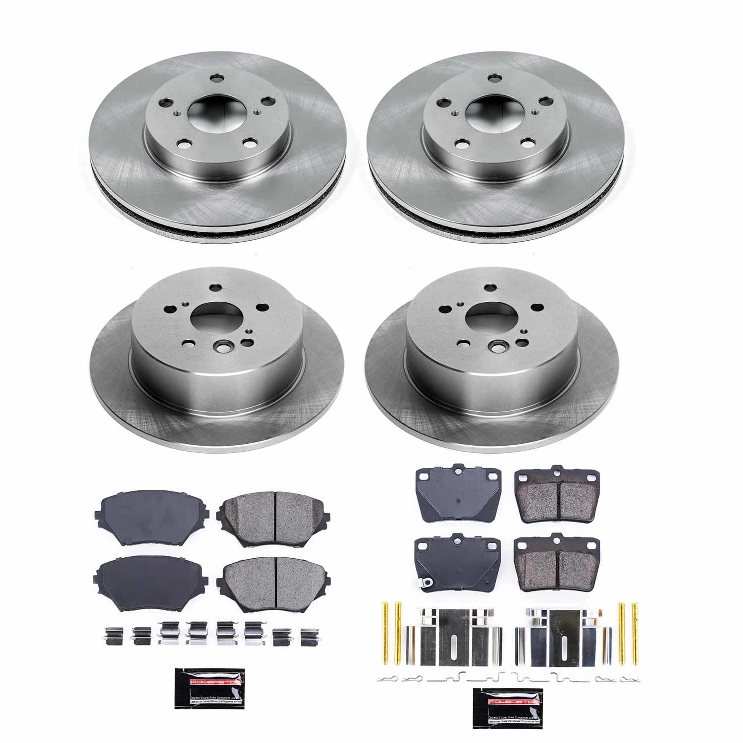 PowerStop Front and Rear Stock Replacement Brake Pad and Rotor Kit Fits: TOYOTA Select Models KOE2842