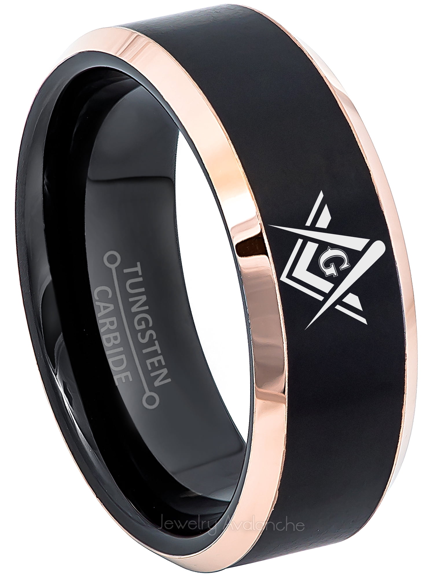Masonic Tungsten Ring Freemason Masonic Symbol Ring 8MM 2Tone