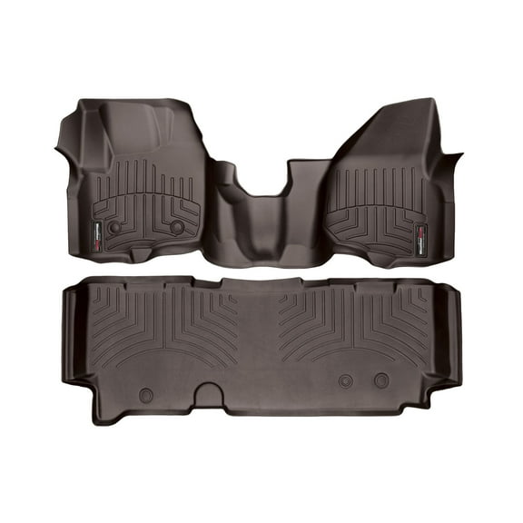 WeatherTech Custom Fit FloorLiners compatible with 2013-2016 Ford Super Duty - 1st Row Over-The-Hump & 2nd Row, Cocoa