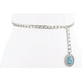 thumbnail image 6 of Women Silver Metal Chain Turquoise Blue Charm Buckle Belt XL XXL, 6 of 10