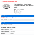 thumbnail image 2 of Front Brake Rotor - Vented Rotors - Compatible with 2004 - 2012 Chevy Malibu 2005 2006 2007 2008 2009 2010 2011, 2 of 2