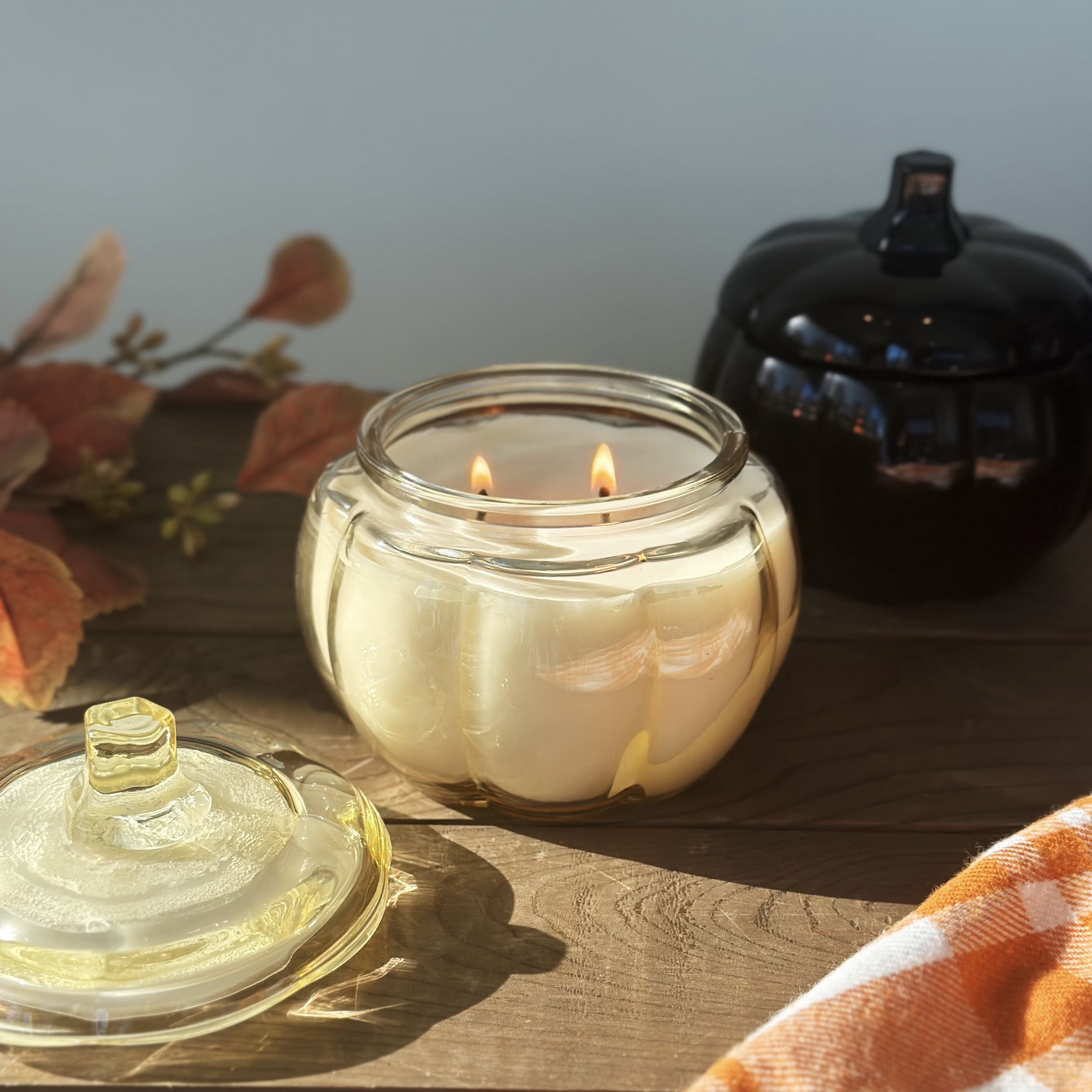 (2 pack) Better Homes & Gardens Salted Coconut and Pumpkin Scented 2-Wick Pumpkin Jar Candle 13.8oz