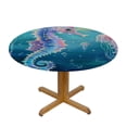 thumbnail image 3 of Orinice Seahorse Jellyfish Ocean Round Table Cover Stain Resistant Washable Indoor Outdoor Tablecloth Kitchen Dining Wedding Parties 100% Polyester Fiber 54-58, 3 of 8