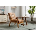 thumbnail image 3 of Luccalily Leisure Chair with Solid Wood Armrest and Feet, Mid-Century Modern Accent chair, for Living Room Bedroom Studio chair, 3 of 15