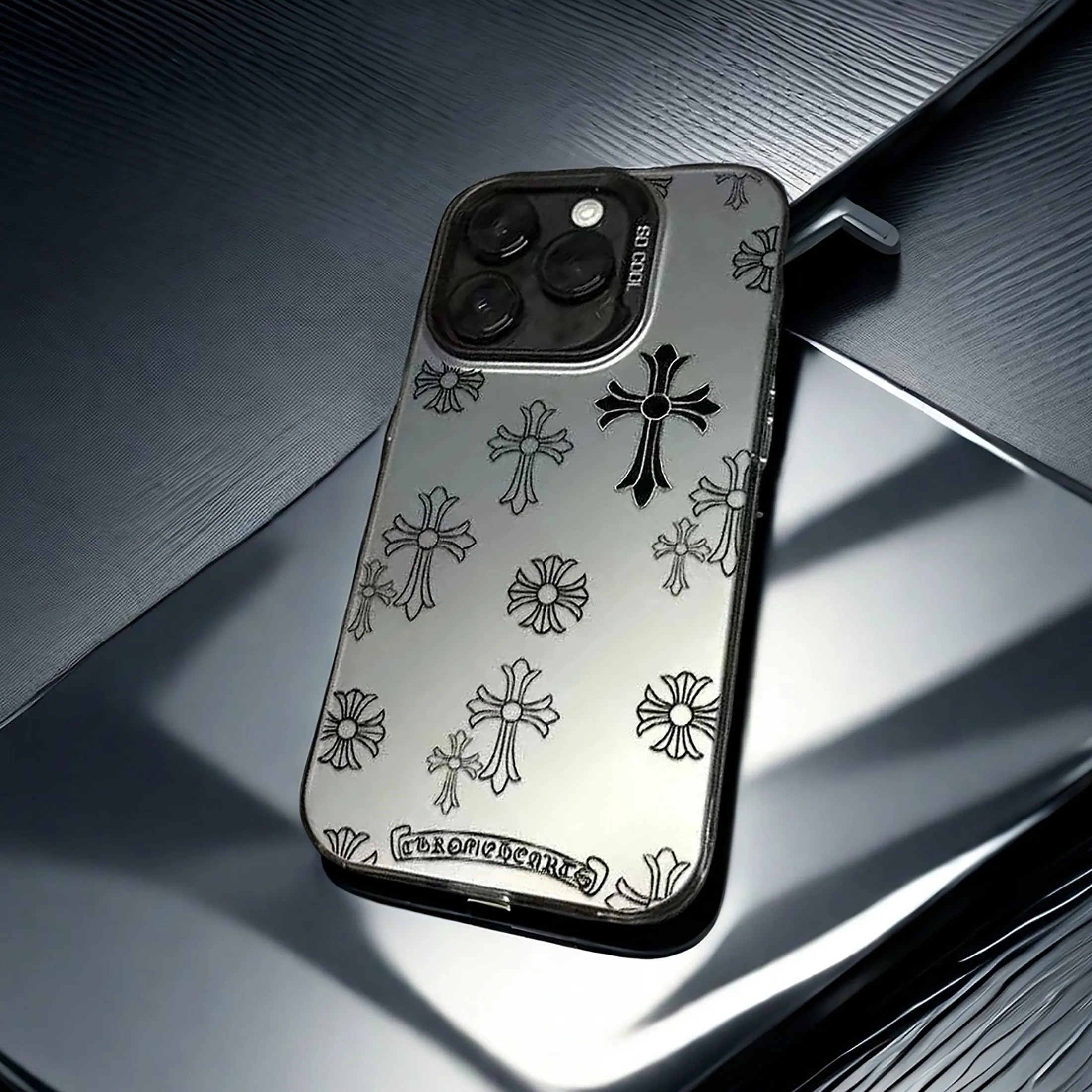 Casecaca Moonlight Silver Cross Phone Case for iPhone 11/12/13/14/15 Pro Max/Plus